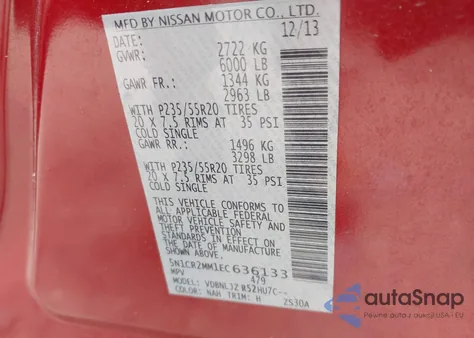 2014 Nissan Pathfinder Hybrid Platinum from USA, damaged, VIN 5N1CR2MM1EC636133
